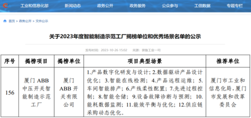 廈門ABB開關有限公司 以智能制造引領未來，入選2023年國家級示范工廠